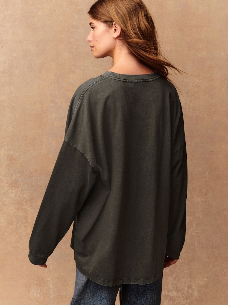 Charcoal Grey Frida Kahlo Graphic Long Sleeve T-Shirt - Image 2 of 8