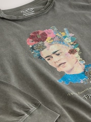 Charcoal Grey Frida Kahlo Graphic Long Sleeve T-Shirt - Image 8 of 8