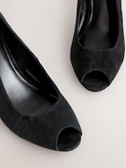 Black Forever Comfort® Premium Leather Peep Toe Heels - Image 10 of 10