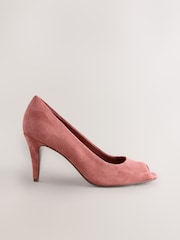Rose Pink Forever Comfort® Premium Leather Peep Toe Heels - Image 1 of 5