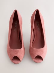 Rose Pink Forever Comfort® Premium Leather Peep Toe Heels - Image 2 of 5