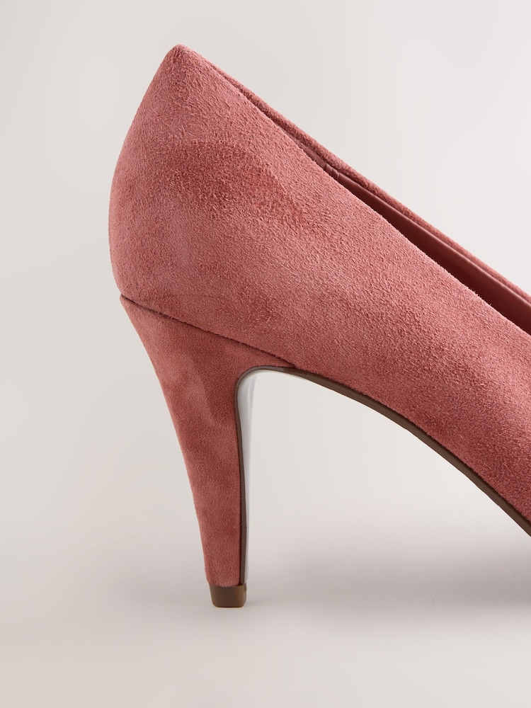 Rose Pink Suede Forever Comfort® Premium Leather Peep Toe Heels - Image 3 of 5