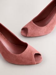 Rose Pink Forever Comfort® Premium Leather Peep Toe Heels - Image 4 of 5