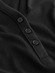 Black Henley Long Sleeve Button Down Top - Image 6 of 7