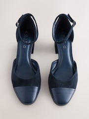 Navy Forever Comfort® Premium Leather Toe Cap Block Heels - Image 2 of 5