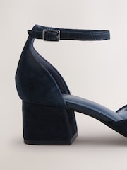 Navy Forever Comfort® Premium Leather Toe Cap Block Heels - Image 3 of 5