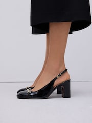 Black Standard/Wide Fit Forever Comfort® Hardware Slingback Block Heels - Image 1 of 9