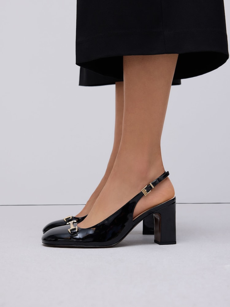 Black Standard/Wide Fit Forever Comfort® Hardware Slingback Block Heels - Image 1 of 9 Black Standard/Wide Fit Forever Comfort® Hardware Slingback Block Heels - Image 1 of 9