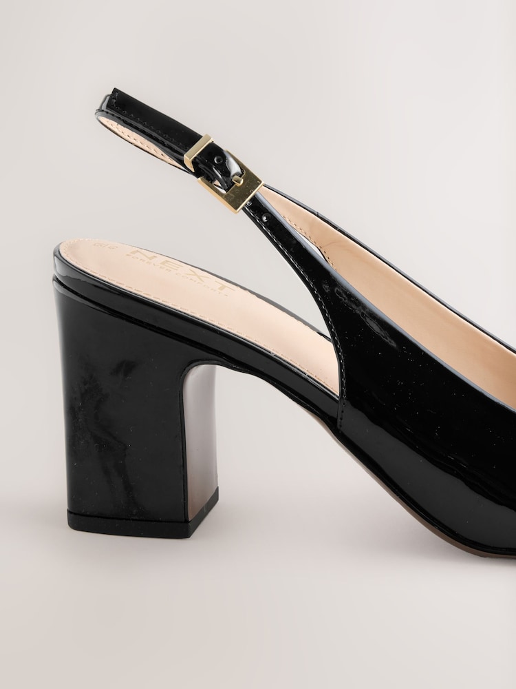 Black Standard/Wide Fit Hardware Slingback Block Heels - Image 10 of 10