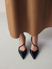 Black Forever Comfort® Premium Leather Asymmetric Court Heels - Image 2 of 8