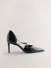 Black Forever Comfort® Premium Leather Asymmetric Court Heels - Image 4 of 8