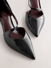 Black Forever Comfort® Premium Leather Asymmetric Court Heels - Image 6 of 8