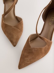 Tan Brown Forever Comfort® Premium Leather Asymmetric Court Heels - Image 7 of 9