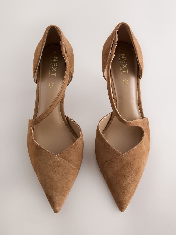 womens brown dress shoes heels Sole Bliss Women's Block Heel Court Shoe In Brown - Size US 7.5