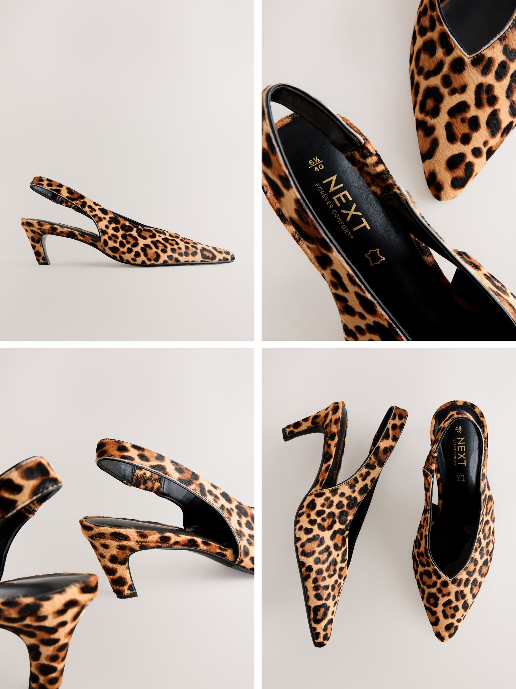 Cumpără Leopard - Pantofi din piele cu toc cu baretă pe gleznă și