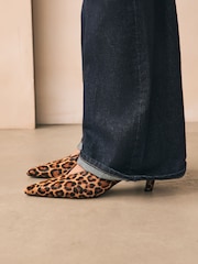 Leopard Forever Comfort® Leather Pointed Toe Slingback Heels - Image 4 of 10