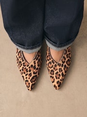 Leopard Forever Comfort® Leather Pointed Toe Slingback Heels - Image 5 of 10