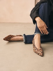 Leopard Forever Comfort® Leather Pointed Toe Slingback Heels - Image 6 of 10