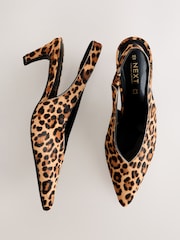 Leopard Forever Comfort® Leather Pointed Toe Slingback Heels - Image 7 of 10