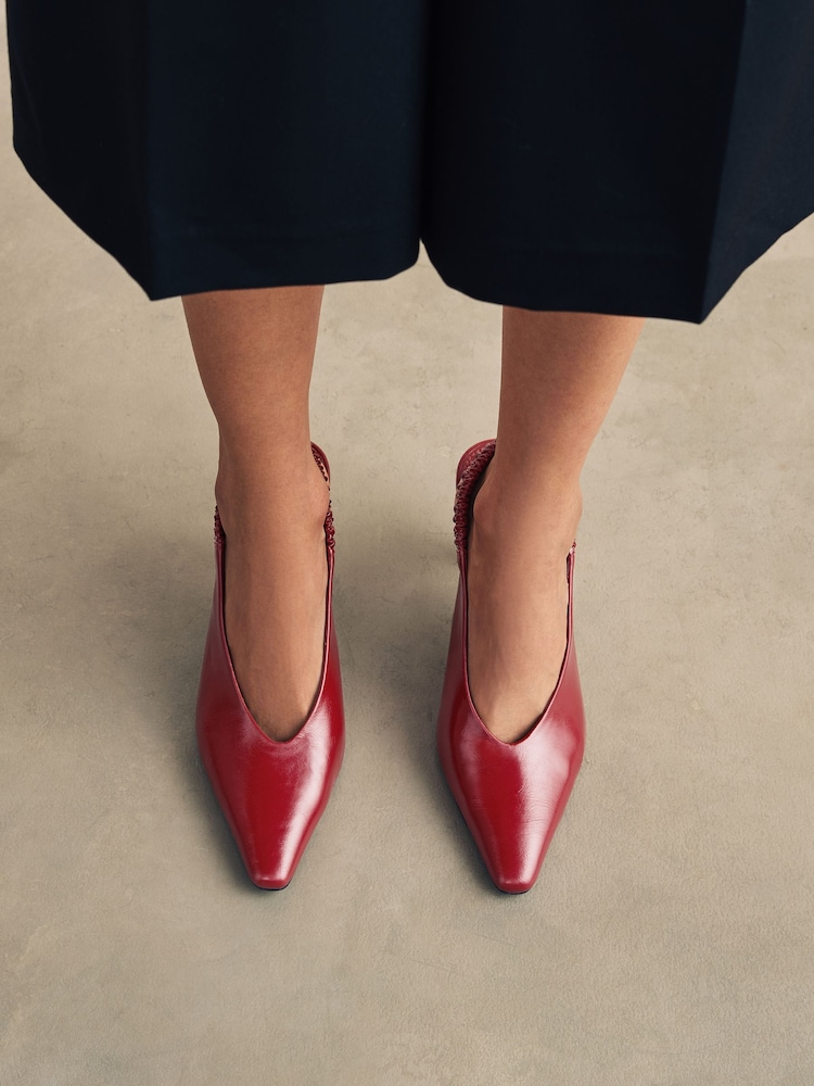 Red Forever Comfort® Pointed Toe High Cut Slingback Heels - Image 1 of 8