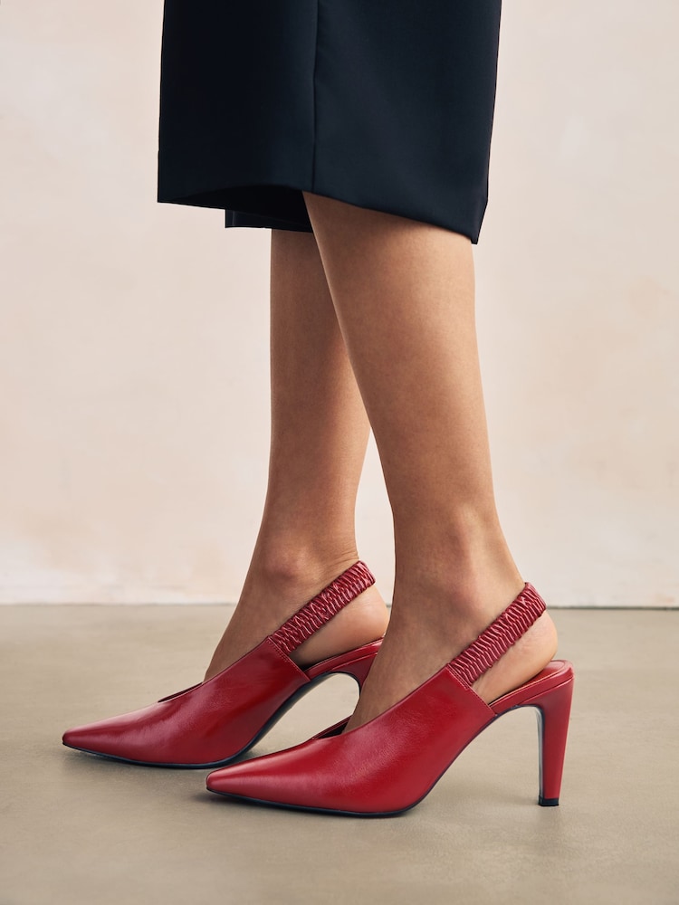 Red Forever Comfort® Pointed Toe High Cut Slingback Heels - Image 2 of 8