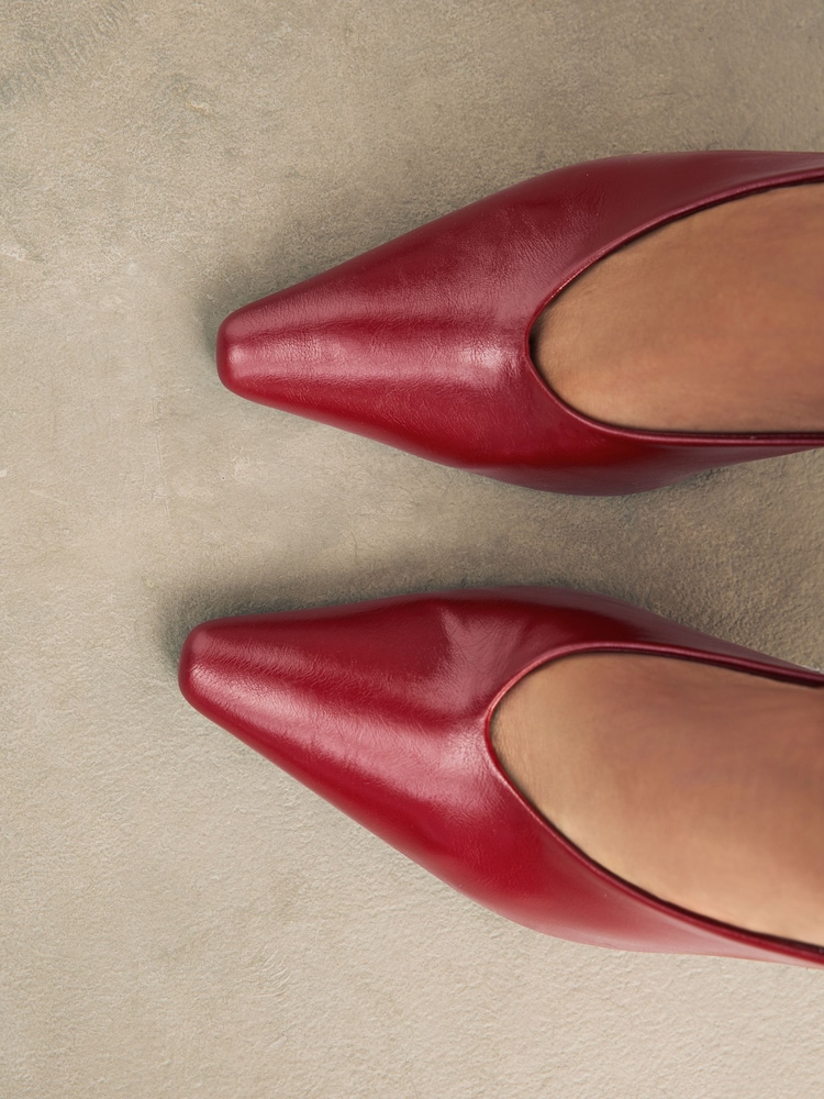 Red Forever Comfort® Pointed Toe High Cut Slingback Heels - Image 8 of 8