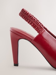 Red Pointed Toe High Cut Slingback Heels - Image 9 of 9