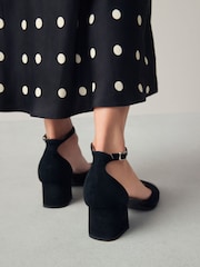 Black Forever Comfort® Premium Leather Toe Cap Block Heels - Image 3 of 9