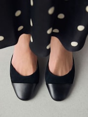 Black Forever Comfort® Premium Leather Toe Cap Block Heels - Image 4 of 9