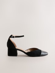 Black Forever Comfort® Premium Leather Toe Cap Block Heels - Image 5 of 9