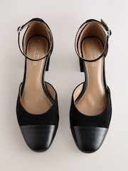 Black Forever Comfort® Premium Leather Toe Cap Block Heels - Image 6 of 9