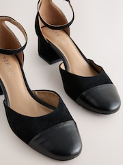 Black Forever Comfort® Premium Leather Toe Cap Block Heels - Image 8 of 9