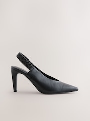 Black Forever Comfort® Pointed Toe High Cut Slingback Heels - Image 4 of 8