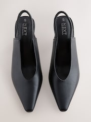 Black Forever Comfort® Pointed Toe High Cut Slingback Heels - Image 5 of 8