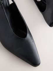 Black Forever Comfort® Pointed Toe High Cut Slingback Heels - Image 7 of 8