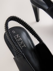 Black Forever Comfort® Pointed Toe High Cut Slingback Heels - Image 8 of 8