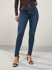 Dark Blue Denim Lift Slim And Shape Skinny Jeans - Image 2 of 7