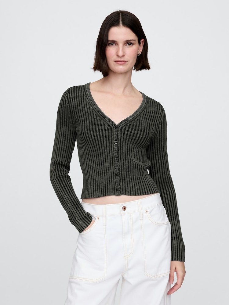 Gap Black Cropped Plaited Rib Cardigan - Image 1 of 7