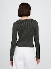 Gap Black Cropped Plaited Rib Cardigan - Image 2 of 7