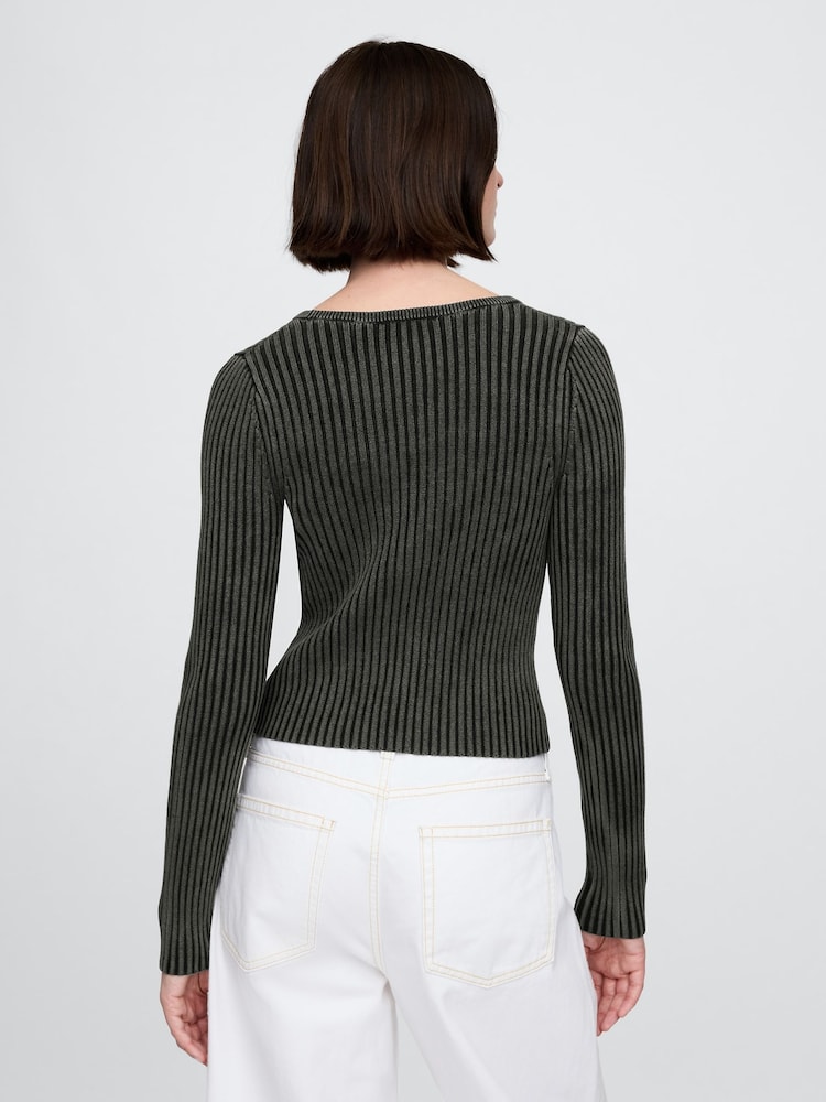 Gap Black Cropped Plaited Rib Cardigan - Image 2 of 7