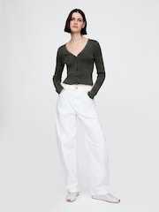 Gap Black Cropped Plaited Rib Cardigan - Image 3 of 7