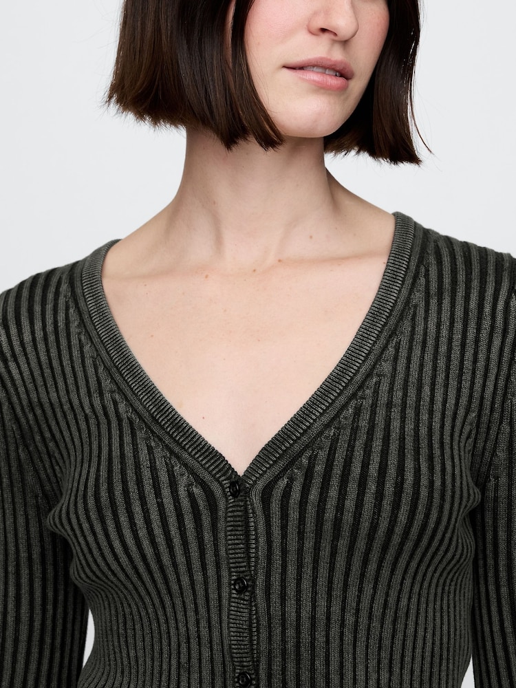 Gap Black Cropped Plaited Rib Cardigan - Image 4 of 7