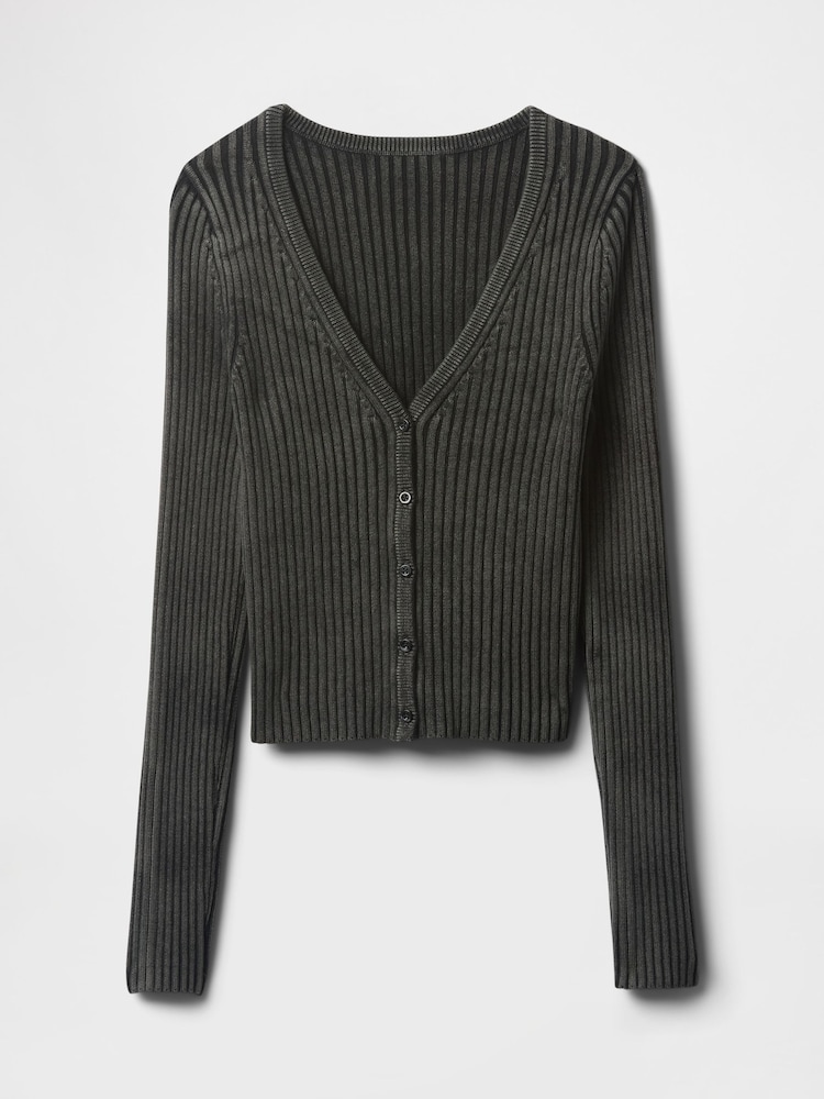 Gap Black Cropped Plaited Rib Cardigan - Image 5 of 7