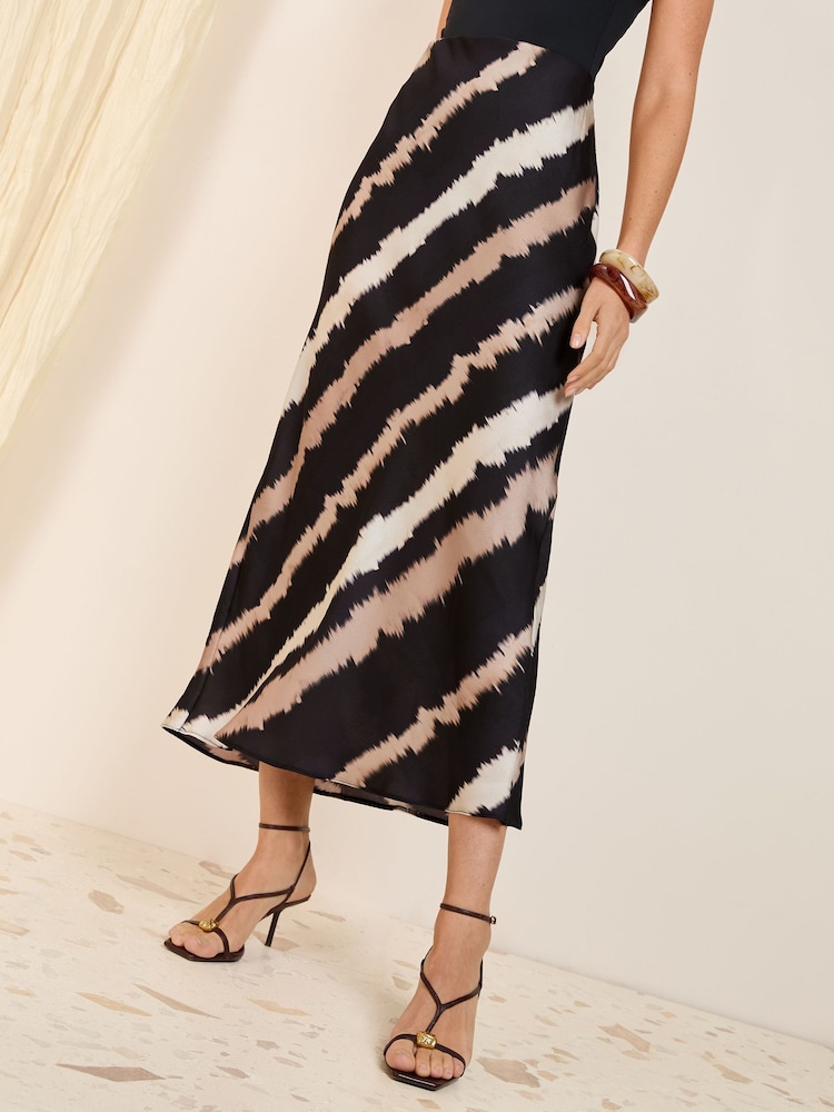Schwarz/Farbverlauf - Friends Like These Ombre Satin Maxi Skirt - Bild 1 von 1