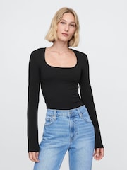 Gap Black Square Neck Long Sleeve Top - Image 1 of 5
