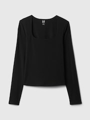Gap Black Square Neck Long Sleeve Top - Image 5 of 5