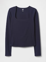 Gap Navy Blue Square Neck Long Sleeve Top - Image 4 of 4