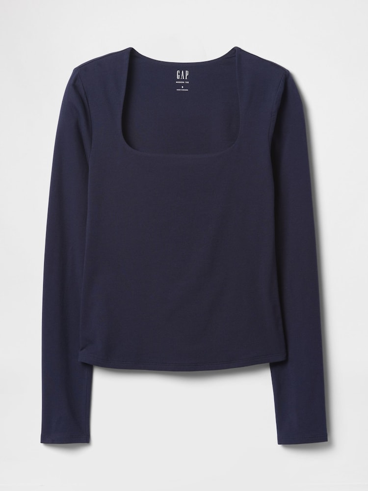 Gap Navy Blue Square Neck Long Sleeve Top - Image 4 of 4