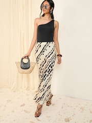 Friends Like These Cream Spot Ombre Satin Maxi Skirt - Image 3 of 4