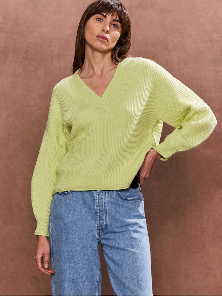 Ro&Zo Green Lime V-Neck Jumper - Image 1 of 3